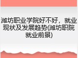 潍坊职业学院好不好，就业现状及发展趋势(潍坊职院就业前景)