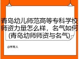 青岛幼儿师范高等专科学校师资力量怎么样，名气如何(青岛幼师师资与名气)