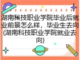 湖南科技职业学院毕业后就业前景怎么样，毕业生去向(湖南科技职业学院就业去向)