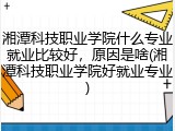 湘潭科技职业学院什么专业就业比较好，原因是啥(湘潭科技职业学院好就业专业)