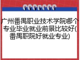 广州番禺职业技术学院哪个专业毕业就业前景比较好(番禺职院好就业专业)