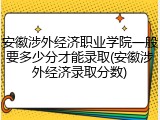 安徽涉外经济职业学院一般要多少分才能录取(安徽涉外经济录取分数)