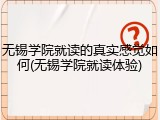 无锡学院就读的真实感觉如何(无锡学院就读体验)
