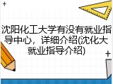 沈阳化工大学有没有就业指导中心，详细介绍(沈化大就业指导介绍)