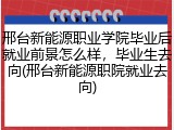 邢台新能源职业学院毕业后就业前景怎么样，毕业生去向(邢台新能源职院就业去向)