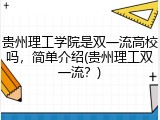 贵州理工学院是双一流高校吗，简单介绍(贵州理工双一流？)