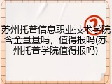 苏州托普信息职业技术学院含金量量吗，值得报吗(苏州托普学院值得报吗)