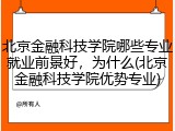 北京金融科技学院哪些专业就业前景好，为什么(北京金融科技学院优势专业)