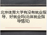 北京体育大学有没有就业指导，好就业吗(北体就业指导情况)