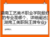 湖南工艺美术职业学院最好的专业是哪个，详细阐述(湖南工美职院王牌专业)