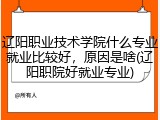 辽阳职业技术学院什么专业就业比较好，原因是啥(辽阳职院好就业专业)