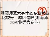 湖南师范大学什么专业就业比较好，原因是啥(湖南师大就业优势专业)