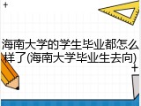 海南大学的学生毕业都怎么样了(海南大学毕业生去向)