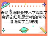 青岛港湾职业技术学院奖学金评定细则是怎样的(青岛港湾奖学金细则)