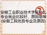安徽工业职业技术学院什么专业就业比较好，原因是啥(安徽工院优势专业及原因)