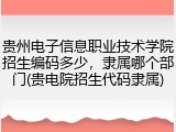 贵州电子信息职业技术学院招生编码多少，隶属哪个部门(贵电院招生代码隶属)