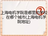 上海电机学院是哪里的学校，在哪个城市(上海电机学院地址)