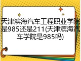 天津滨海汽车工程职业学院是985还是211(天津滨海汽车学院是985吗)