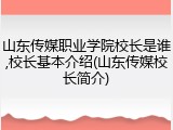 山东传媒职业学院校长是谁,校长基本介绍(山东传媒校长简介)
