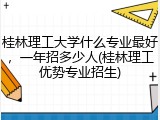 桂林理工大学什么专业最好，一年招多少人(桂林理工优势专业招生)