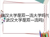 武汉大学是双一流大学吗?(武汉大学是双一流吗)