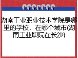 湖南工业职业技术学院是哪里的学校，在哪个城市(湖南工业职院在长沙)