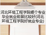 河北环境工程学院哪个专业毕业就业前景比较好(河北环境工程学院好就业专业)