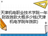 天津机电职业技术学院一年财政拨款大概多少钱(天津机电学院年拨款)