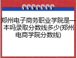 郑州电子商务职业学院是一本吗录取分数线多少(郑州电商学院分数线)