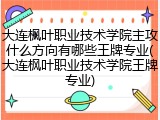 大连枫叶职业技术学院主攻什么方向有哪些王牌专业(大连枫叶职业技术学院王牌专业)