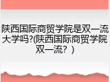 陕西国际商贸学院是双一流大学吗?(陕西国际商贸学院双一流？)