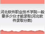 河北软件职业技术学院一般要多少分才能录取(河北软件录取分数)