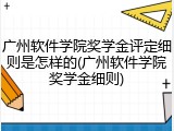 广州软件学院奖学金评定细则是怎样的(广州软件学院奖学金细则)