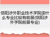 信阳涉外职业技术学院读什么专业比较有前景(信阳涉外学院前景专业)
