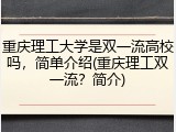 重庆理工大学是双一流高校吗，简单介绍(重庆理工双一流？简介)
