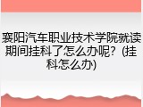 襄阳汽车职业技术学院就读期间挂科了怎么办呢？(挂科怎么办)
