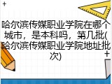 哈尔滨传媒职业学院在哪个城市，是本科吗，第几批(哈尔滨传媒职业学院地址批次)