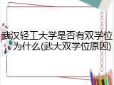 武汉轻工大学是否有双学位，为什么(武大双学位原因)
