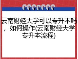 云南财经大学可以专升本吗，如何操作(云南财经大学专升本流程)