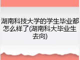 湖南科技大学的学生毕业都怎么样了(湖南科大毕业生去向)