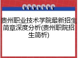 贵州职业技术学院最新招生简章深度分析(贵州职院招生简析)