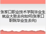 张家口职业技术学院毕业生就业大致去向如何(张家口职院毕业生去向)