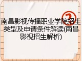 南昌影视传播职业学院招生类型及申请条件解读(南昌影视招生解析)