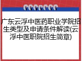 广东云浮中医药职业学院招生类型及申请条件解读(云浮中医职院招生简章)