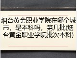 烟台黄金职业学院在哪个城市，是本科吗，第几批(烟台黄金职业学院批次本科)