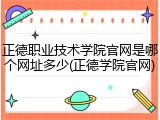 正德职业技术学院官网是哪个网址多少(正德学院官网)
