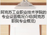阿克苏工业职业技术学院的专业设置概况介绍(阿克苏职院专业概览)