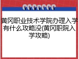 黄冈职业技术学院办理入学有什么攻略没(黄冈职院入学攻略)