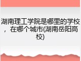 湖南理工学院是哪里的学校，在哪个城市(湖南岳阳高校)