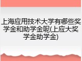 上海应用技术大学有哪些奖学金和助学金呢(上应大奖学金助学金)
